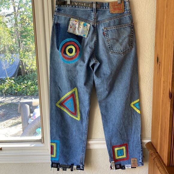 Vintage Levi’s 550 Relaxed Fit Up-Cycled High Rise Mom Jeans Size Men’s 33/30 - Picture 10 of 16